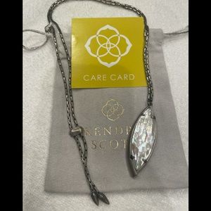 Kendra Scott Milla Pendant Necklace, worn once, antique silver, MOP, adjustable